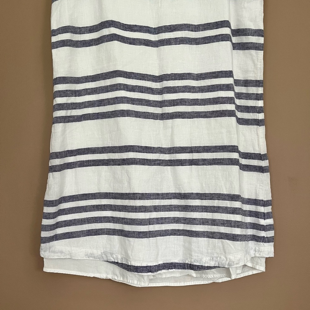 {BeachLunchLounge} Sleeveless Linen Blend Striped Shift Dress - Womens Medium - Picture 3 of 8